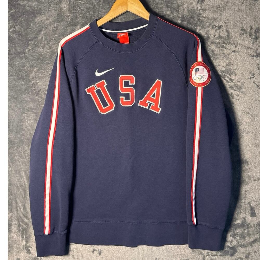 Nike x Team USA Olympic Crewneck Sweatshirt 2014 Sochi Navy Blue XXL Rare Y2K